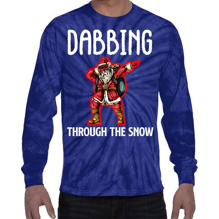 Dabbing Through The Snow Funny Santa Claus Dancing Tie-Dye Long Sleeve Shirt