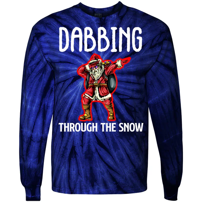 Dabbing Through The Snow Funny Santa Claus Dancing Tie-Dye Long Sleeve Shirt