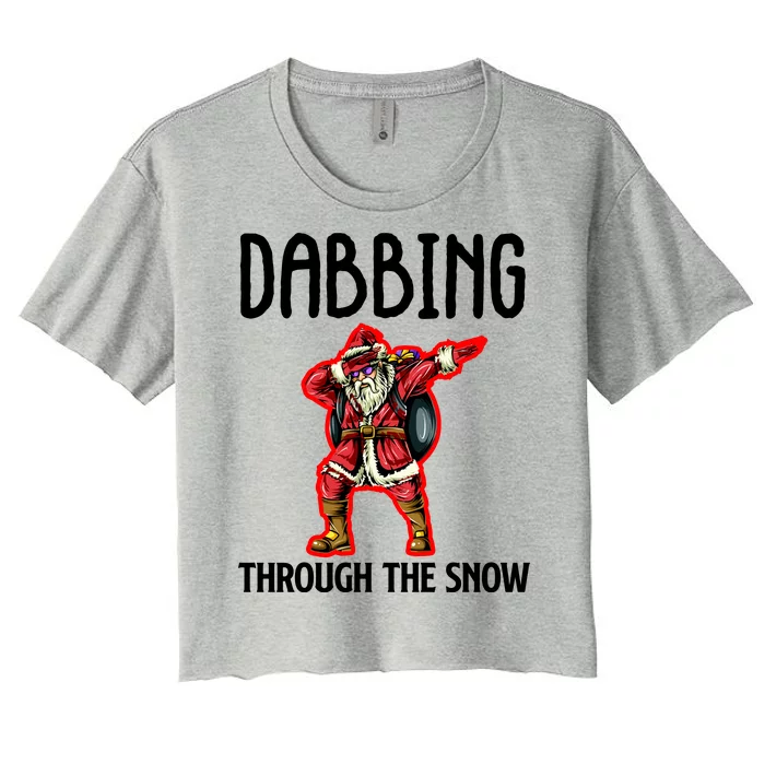 Dabbing Through The Snow Funny Santa Claus Dancing Women's Crop Top Tee