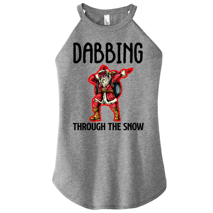 Dabbing Through The Snow Funny Santa Claus Dancing Women’s Perfect Tri Rocker Tank