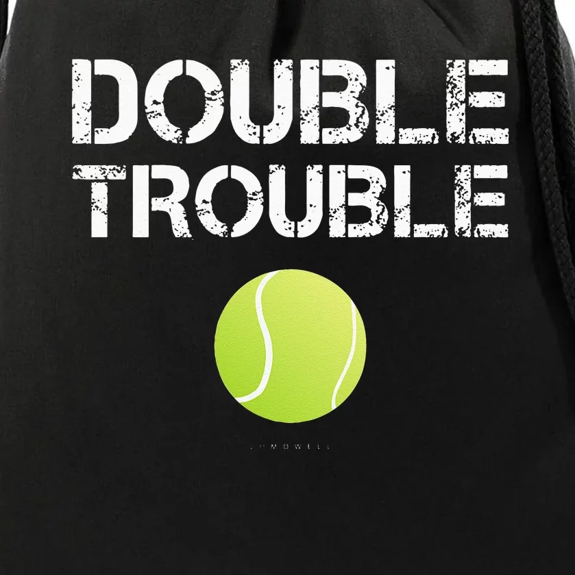 Double Trouble Tanks Funny Tennis Team Gift Drawstring Bag