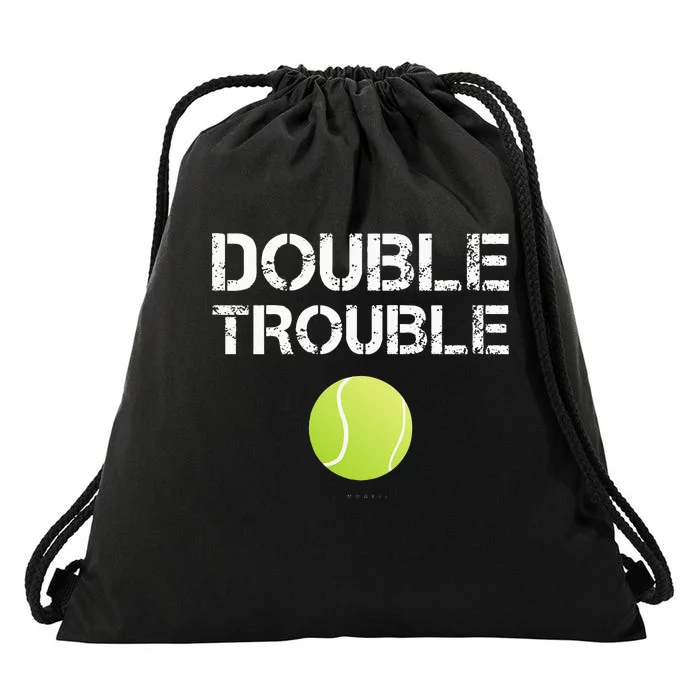 Double Trouble Tanks Funny Tennis Team Gift Drawstring Bag