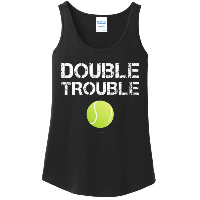 Double Trouble Tanks Funny Tennis Team Gift Ladies Essential Tank