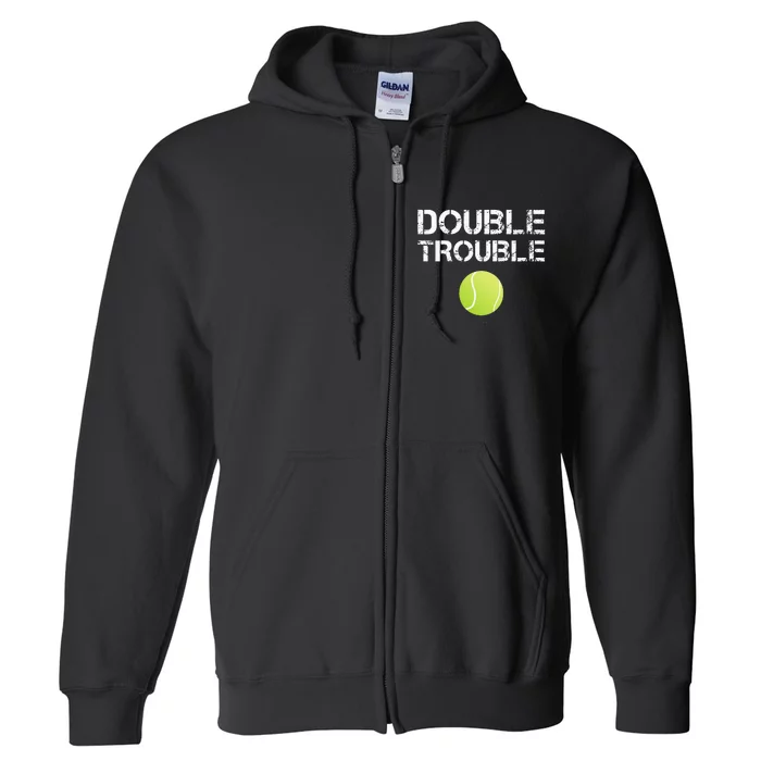 Double Trouble Tanks Funny Tennis Team Gift Full Zip Hoodie