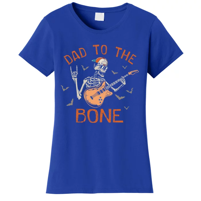 Dad To The Bone Funny Halloween Skeleton Guitar Lover Gift Women's T-Shirt