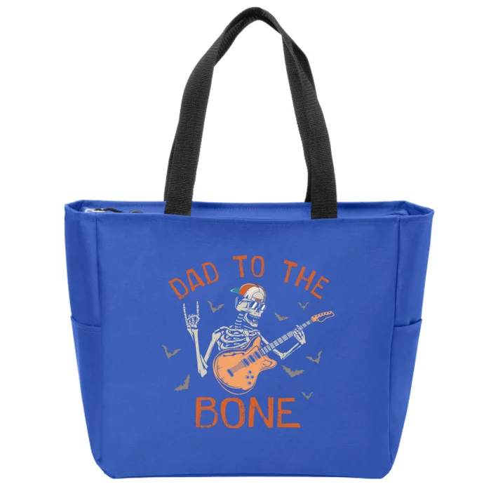 Dad To The Bone Funny Halloween Skeleton Guitar Lover Gift Zip Tote Bag