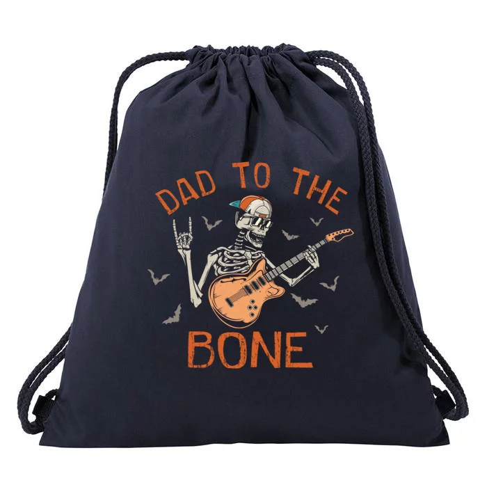 Dad To The Bone Funny Halloween Skeleton Guitar Lover Gift Drawstring Bag