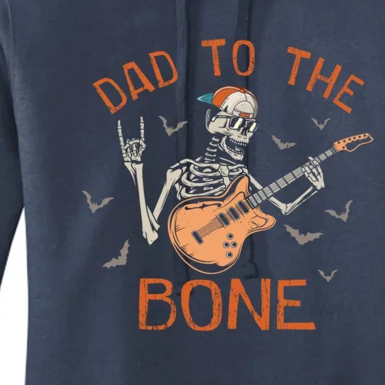 Dad To The Bone Funny Halloween Skeleton Guitar Lover Gift Women's Pullover Hoodie