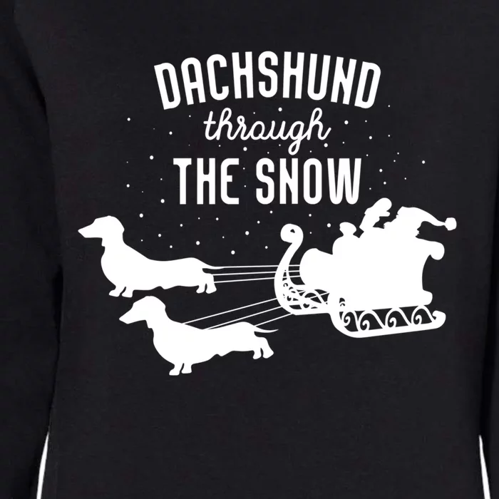 Dachshund Through The Snow Funny Santa Sled Novelty Gift Womens California Wash Sweatshirt