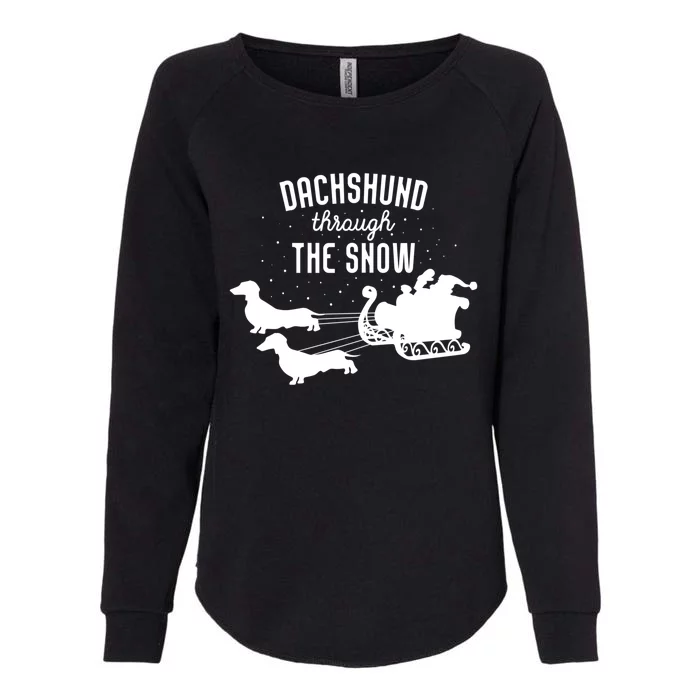 Dachshund Through The Snow Funny Santa Sled Novelty Gift Womens California Wash Sweatshirt