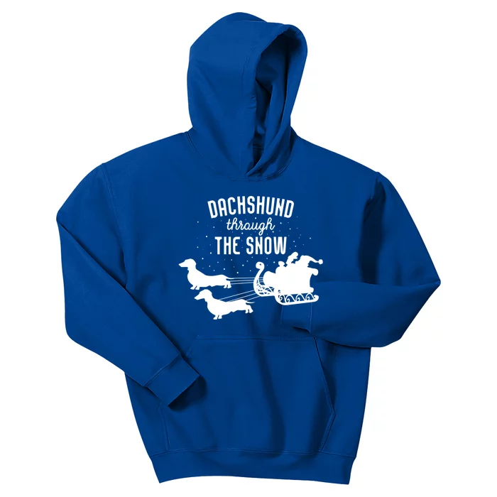 Dachshund Through The Snow Funny Santa Sled Novelty Gift Kids Hoodie