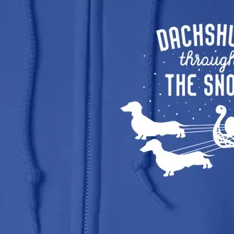 Dachshund Through The Snow Funny Santa Sled Novelty Gift Full Zip Hoodie