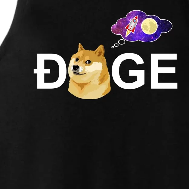 Doge To The Moon Galaxy Cryptocurrency Ladies Tri-Blend Wicking Tank