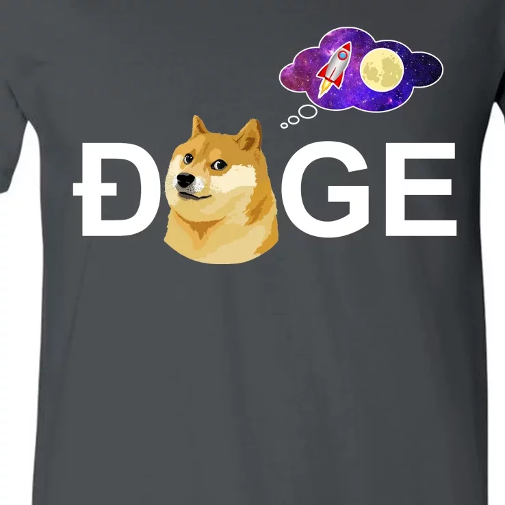 Doge To The Moon Galaxy Cryptocurrency V-Neck T-Shirt