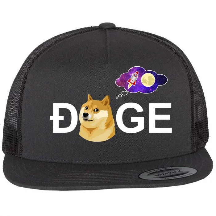 Doge To The Moon Galaxy Cryptocurrency Flat Bill Trucker Hat