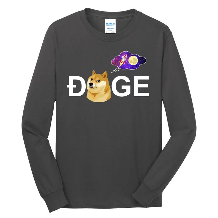 Doge To The Moon Galaxy Cryptocurrency Tall Long Sleeve T-Shirt