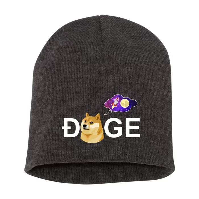 Doge To The Moon Galaxy Cryptocurrency Short Acrylic Beanie