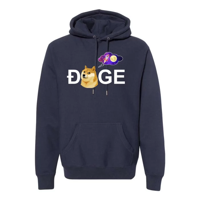 Doge To The Moon Galaxy Cryptocurrency Premium Hoodie