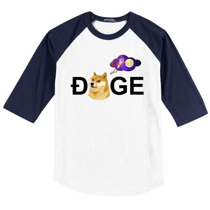 Doge To The Moon Galaxy Cryptocurrency Baseball Sleeve Shirt