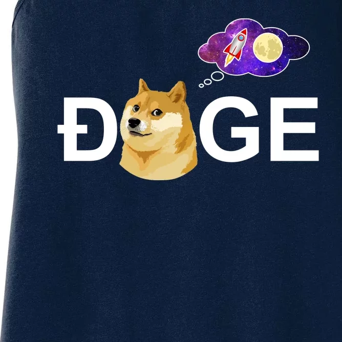 Doge To The Moon Galaxy Cryptocurrency Women's Racerback Tank