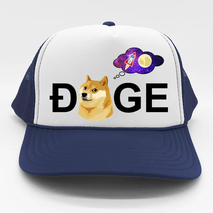 Doge To The Moon Galaxy Cryptocurrency Trucker Hat