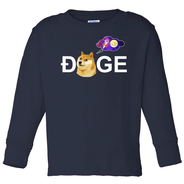 Doge To The Moon Galaxy Cryptocurrency Toddler Long Sleeve Shirt