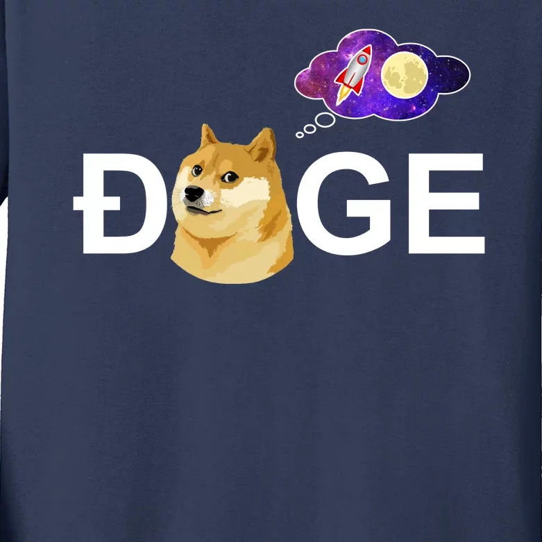 Doge To The Moon Galaxy Cryptocurrency Kids Long Sleeve Shirt