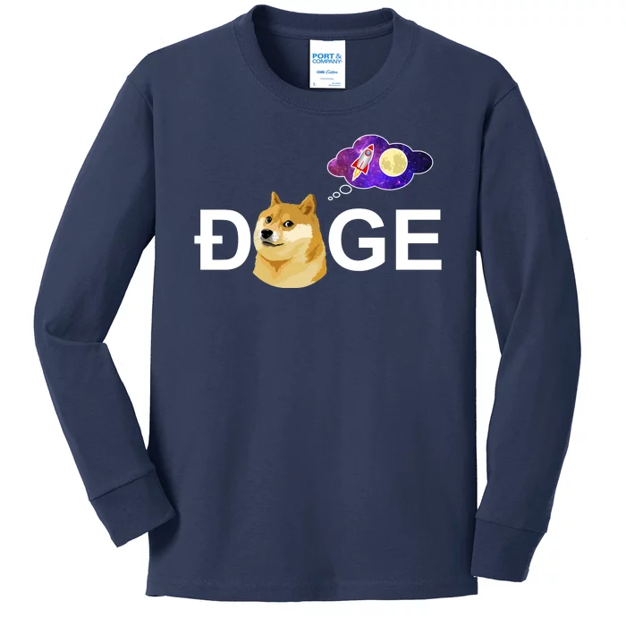 Doge To The Moon Galaxy Cryptocurrency Kids Long Sleeve Shirt