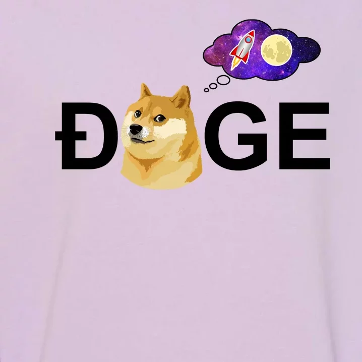 Doge To The Moon Galaxy Cryptocurrency Garment-Dyed Sweatshirt