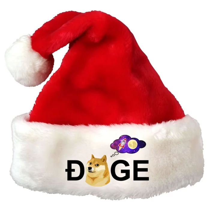 Doge To The Moon Galaxy Cryptocurrency Premium Christmas Santa Hat