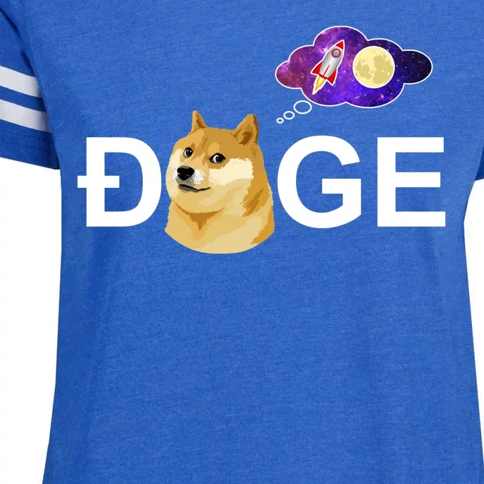 Doge To The Moon Galaxy Cryptocurrency Enza Ladies Jersey Football T-Shirt