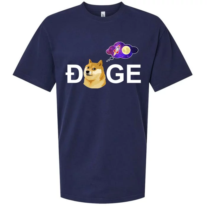 Doge To The Moon Galaxy Cryptocurrency Sueded Cloud Jersey T-Shirt