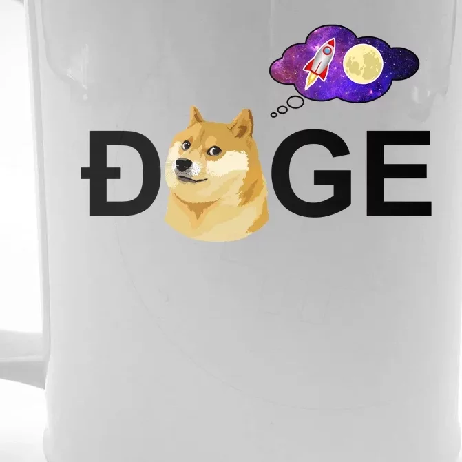 Doge To The Moon Galaxy Cryptocurrency Front & Back Beer Stein