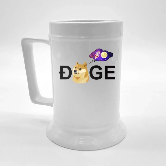 Doge To The Moon Galaxy Cryptocurrency Front & Back Beer Stein