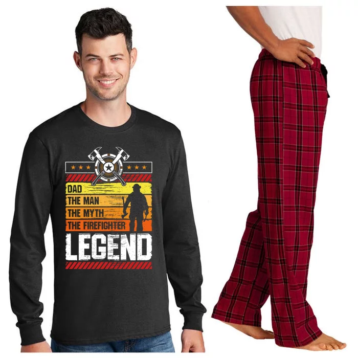 Dad The The Myth The Firefigher Legend Vintage Fire Gift Long Sleeve Pajama Set