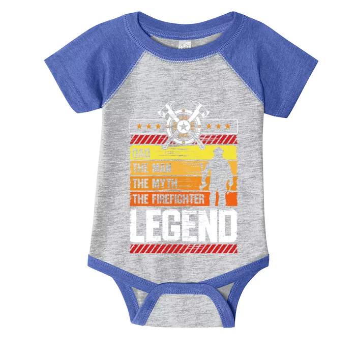 Dad The The Myth The Firefigher Legend Vintage Fire Gift Infant Baby Jersey Bodysuit