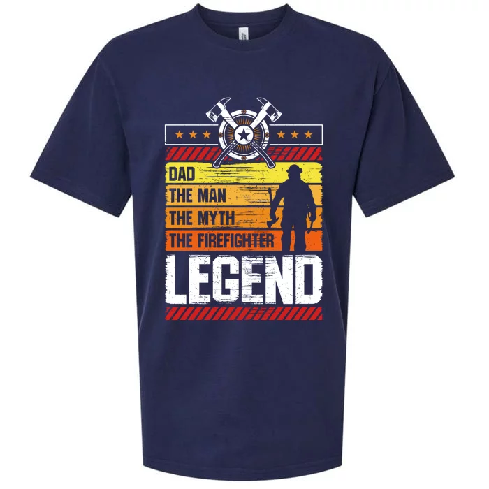 Dad The The Myth The Firefigher Legend Vintage Fire Gift Sueded Cloud Jersey T-Shirt