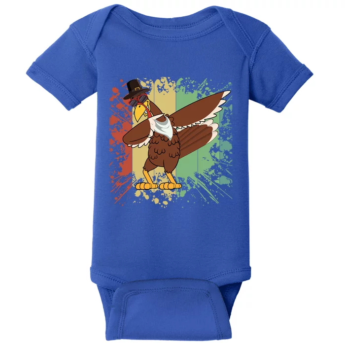 Dabbing Turkey Thanksgiving Day Funny Gift Pilgrim Gift Baby Bodysuit