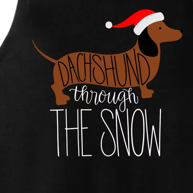 Dachshund Through The Snow Ladies Tri-Blend Wicking Tank