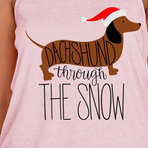 Dachshund Through The Snow Women's Knotted Racerback Tank