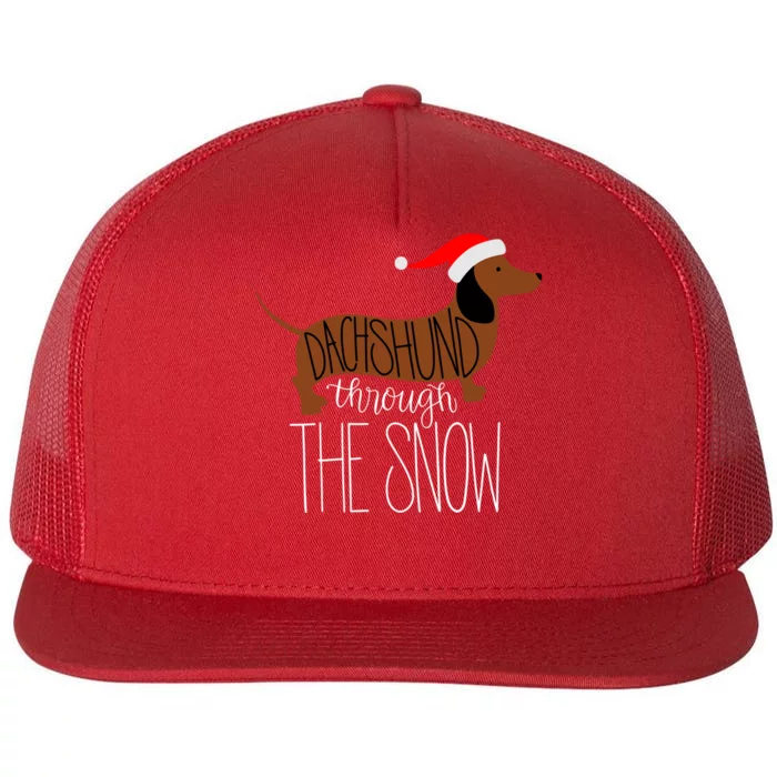 Dachshund Through The Snow Flat Bill Trucker Hat