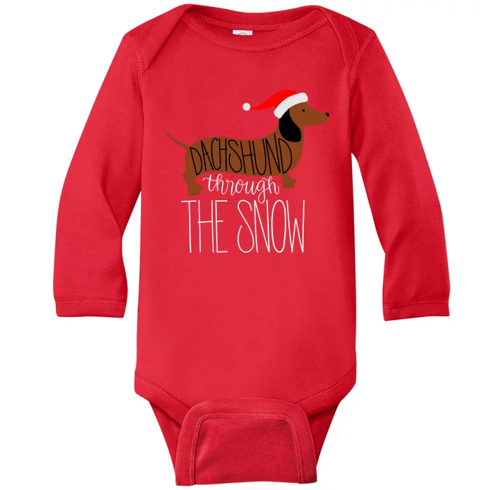 Dachshund Through The Snow Baby Long Sleeve Bodysuit