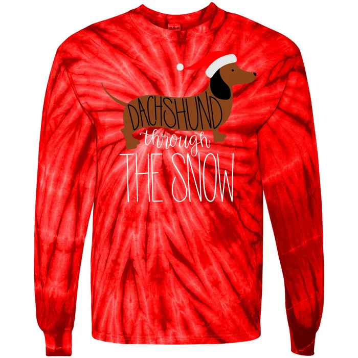 Dachshund Through The Snow Tie-Dye Long Sleeve Shirt