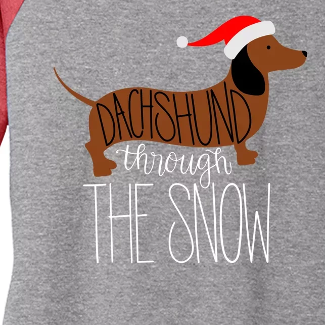 Dachshund Through The Snow Women's Tri-Blend 3/4-Sleeve Raglan Shirt