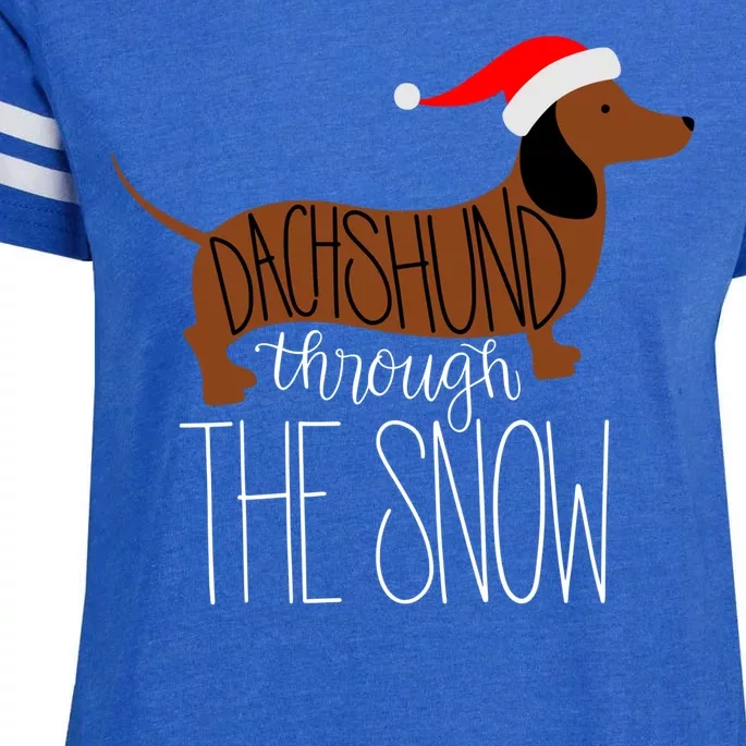 Dachshund Through The Snow Enza Ladies Jersey Football T-Shirt