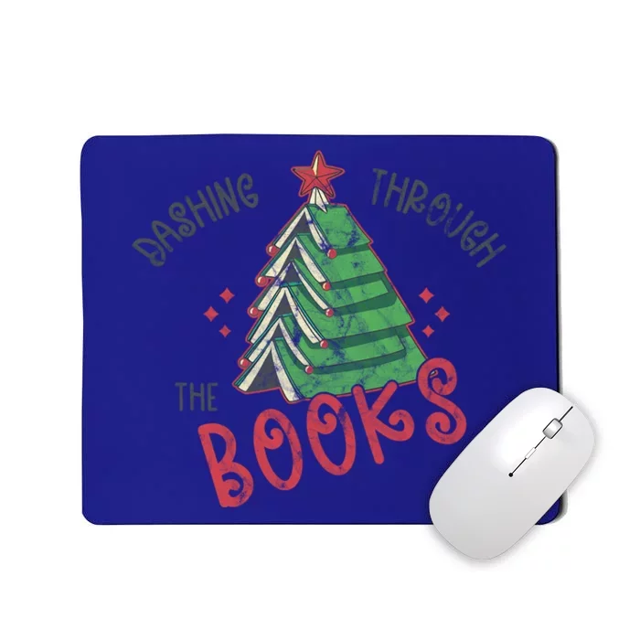 Dashing Through The Books Christmas Tree Books Red Star Funny Gift Mousepad