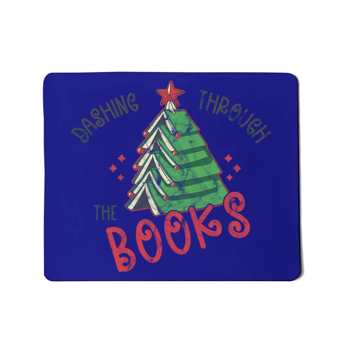 Dashing Through The Books Christmas Tree Books Red Star Funny Gift Mousepad