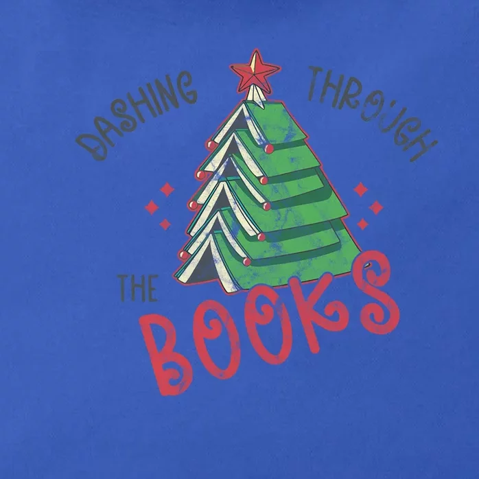 Dashing Through The Books Christmas Tree Books Red Star Funny Gift Zip Tote Bag