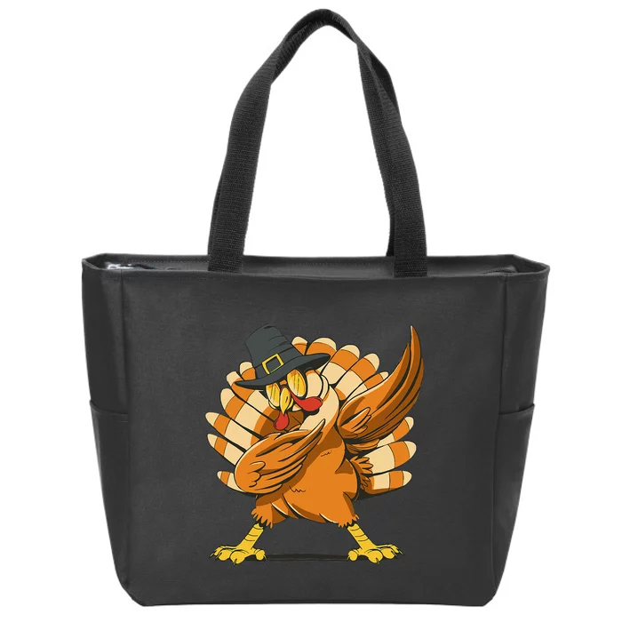 Dabbing Turkey Thanksgiving Day Pilgrim Funny Dab Zip Tote Bag