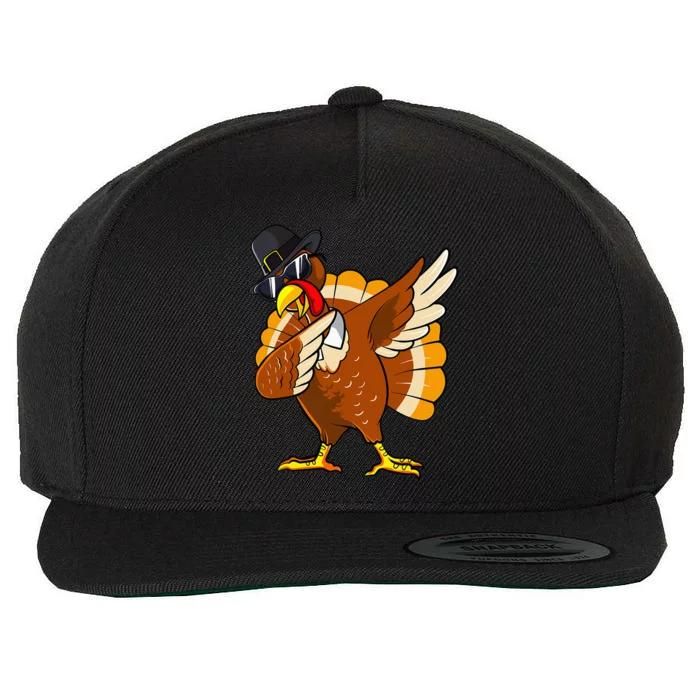 Dabbing Turkey Thanksgiving Day Gifts Pilgrim Wool Snapback Cap